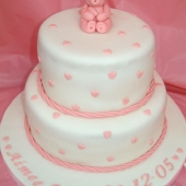 Picture of Pink Ted on White Christening Cake