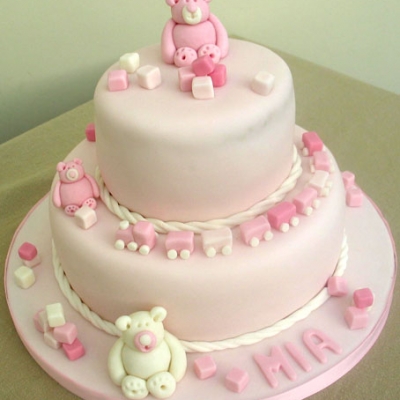 Picture of Pink Teddy Christening Cake